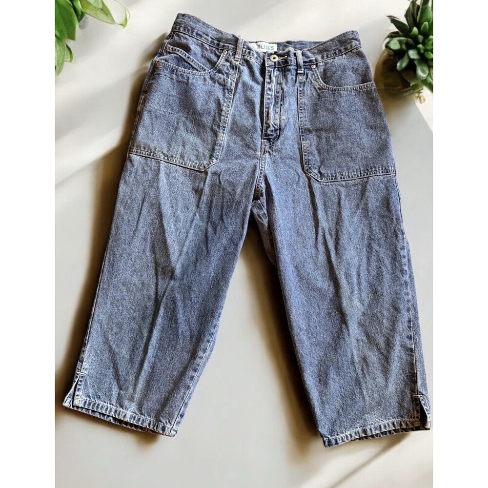 L.A. Blues Stretch Capri Jeans Womens size 14 Wide Leg Multi pockets Vintage